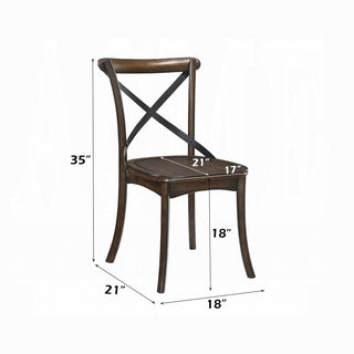 Sunvega Dark Oak Finish Wooden Dining Side Chairs Set of 2 with X-Back Design