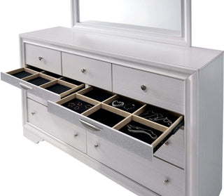 Sunvega Modern Black Nightstand with Hidden Jewelry Drawer and Nickel Knob