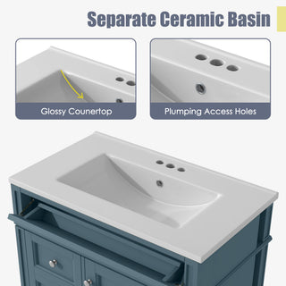 Sunvega Modern Minimalist 30'' Bathroom Vanity with Top Sink and Ample Storage