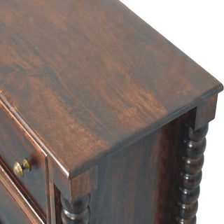 Sunvega Solid Mango Wood 3 Drawer Chest with Turned Oak Finish