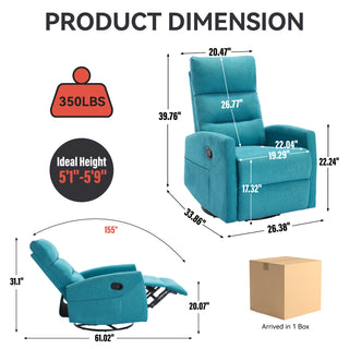 Sunvega Manual Recliner Chair with 360 Degree Swivel and Rocking Function in Grey Fabric
