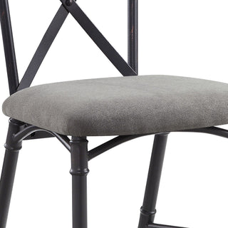 Sunvega Edina Gray Fabric and Oak Side Chair with X Back Frame Set of 2