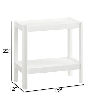 Sunvega White Modern Nightstand with Two Spacious Shelves and Rounded Corners