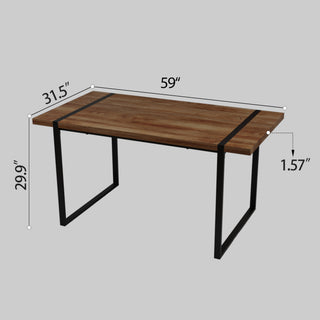 Sunvega Modern Industrial Dining Table with MDF Wood Top and Metal Legs for 4-6 People