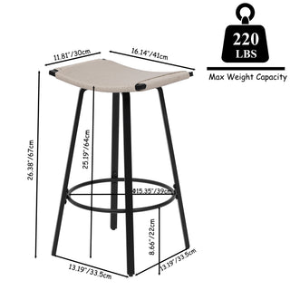 Sunvega Handwoven PVC Weaving Backless Bar Stools with Round Footrest Set of 2