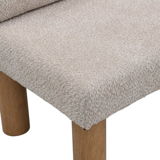 Sunvega Boucle Fabric Upholstered Dining Bench with Rubber Wood Legs 330 LBS Support