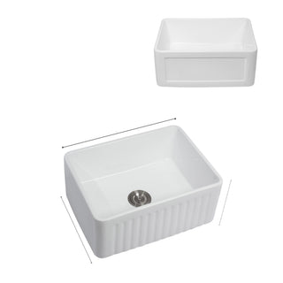 Sunvega 33 Inch White Porcelain Ceramic Farmhouse Kitchen Sink Workstation with Reversible Apron