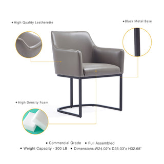 Sunvega Modern Upholstered Leatherette Armchair with Black Metal Base for Dining Room