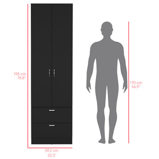 Sunvega Black Marlton Armoire with Spacious Storage Cabinet and Drawers