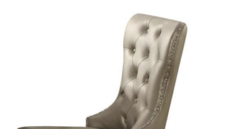 Sunvega Champagne PU Leather Wingback Side Chair with Nailhead Trim and Cushion
