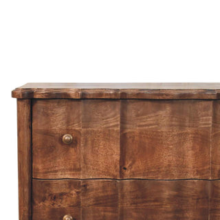 Sunvega Solid Mango Wood Chest with Roasted Almond Finish and Scalloped Edges