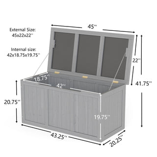 Sunvega 67 Gallon Outdoor Wooden Deck Box with Seat and Table Top