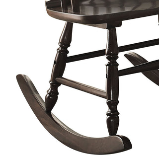 Sunvega Dark Brown Synthetic Leather and Espresso Finish Rocking Chair with Upholstered Cushions