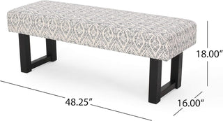 Sunvega Boho Fabric Bench with Modern Influences and Rubberwood for Bedroom
