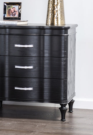 Sunvega Glam Style Black Solid Wood Nightstand with Crystal-like Acrylic Handles