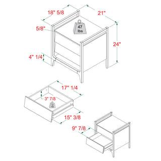 Sunvega Scandi Angle Face Solid Wood Nightstand with Modern Minimalist Design