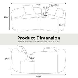Sunvega Modern Curved Loveseat Sofa with Medium-Firm Cushion and Durable Teddy Fabric