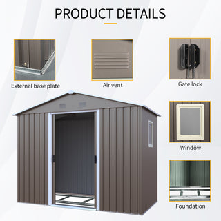 Sunvega 8ft x 4ft Outdoor Metal Storage Shed With Window and Metal Foundation
