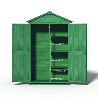 Sunvega Durable Fir Wood Storage Shed with Waterproof Asphalt Roof and Removable Shelves