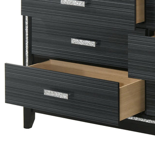 Sunvega Weathered Black Finish Nightstand with Two Spacious Storage Drawers