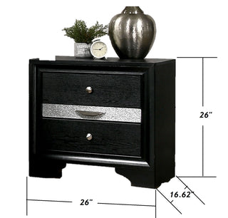 Sunvega Modern Black Nightstand with Hidden Jewelry Drawer and Nickel Knob