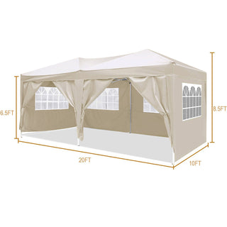 Sunvega 10x20 Pop Up Canopy Tent with 6 Removable Sidewalls and Carry Bag