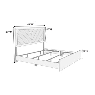 Sunvega Dark Gray Oak Queen Bed with Rustic Accents and Wood Frame