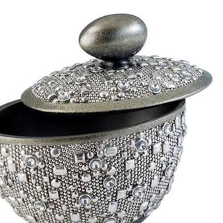 Sunvega Polyresin Round Jewelry Box with Silver Finish and Egg-Shaped Handle
