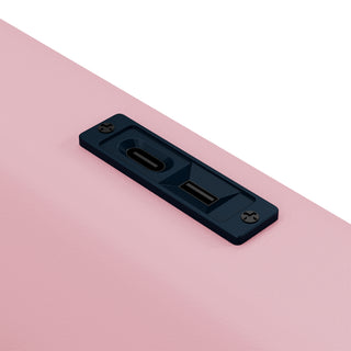Sunvega Pink Twin Size Upholstered Platform Bed with Guardrail and Charging Station