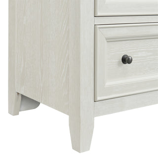 Sunvega Gypsum Whitewash 6-Drawer Chest with Sleek Metal Knobs