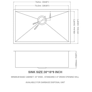 Sunvega 16 Gauge T304 Stainless Steel Undermount Kitchen Sink with Drain Assembly