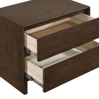 Sunvega Hemlock Warm Brown Two-Drawer Nightstand with Felt Lined Storage