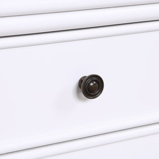Sunvega White Emmett Nightstand with Two Drawers and Carved Wood Legs