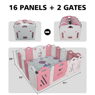 Sunvega Adjustable Shape Baby Playpen with Safety Lock Gate and Playboard Toys
