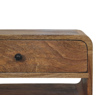 Sunvega Mid-Century Modern Oak-ish Nightstand with Drawer and Open Shelf