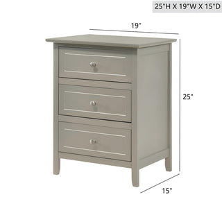 Sunvega Transitional Oak Nightstand With Three Drawers For Bedroom