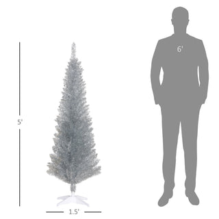 Sunvega Pencil Artificial Xmas Tree with Faux Snow Flocked Full Branch Tips Flame-retardant
