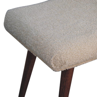 Sunvega Honey Caramel Boucle Cream Curved Bench with Solid Wood Legs for Hallway
