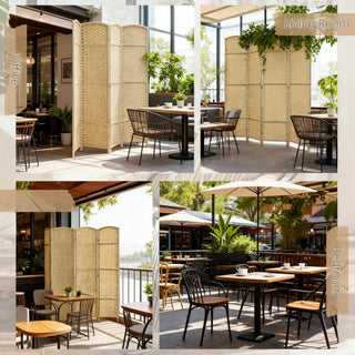 Sunvega 6 Panel Folding Privacy Screen with Removable Shelves and Hinged Design