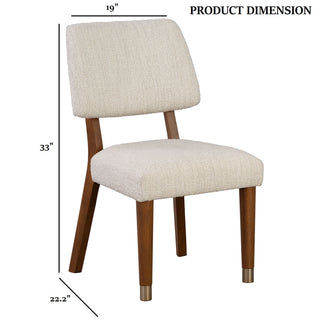 Sunvega Mid-Century Modern Side Chair with Gold-Capped Legs and Soft Round Walnut Finish