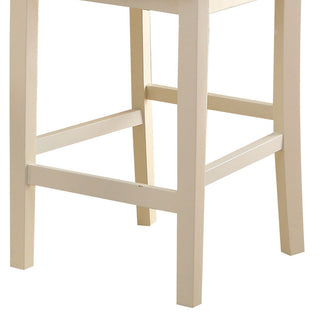 Sunvega Cream Cross Back Counter Height Chairs with Tapered Legs and Footrest