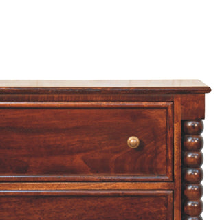 Sunvega Solid Mango Wood 3 Drawer Chest with Turned Oak Finish