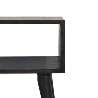 Sunvega Mid-Century Open Bedside Table with Shelf Storage in Solid Mango Wood