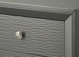 Sunvega Contemporary Gray Gun Metal Finish Two Drawer Nightstand with Round Handle Pull
