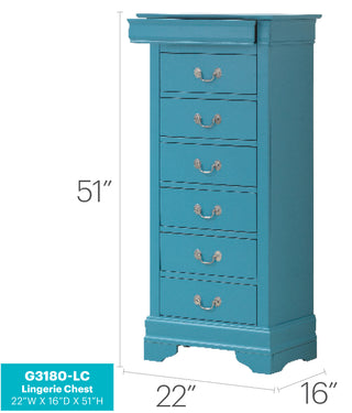 Sunvega Compact Teal Lingerie Chest with Smooth Gliding Drawers for Bedroom