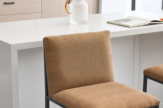 Sunvega Upholstered Linen Bar Stools Set of 2 with Metal Frame and Footrest