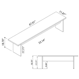 Sunvega Modern Rustic Dining Bench with Wood-Grain Details and H Base
