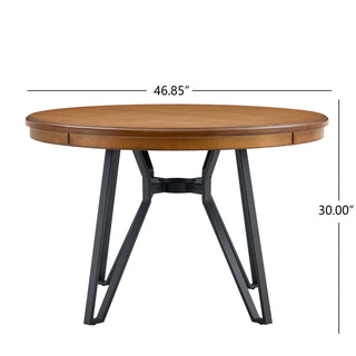 Sunvega Light Ash Round Dining Table with Mid Century Modern Style