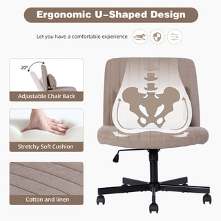 Sunvega Adjustable Ergonomic Armless Office Chair with Plush Linen Upholstery