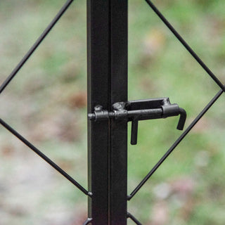 Sunvega Black Metal Garden Arch Arbor Trellis with Gate for Climbing Vines